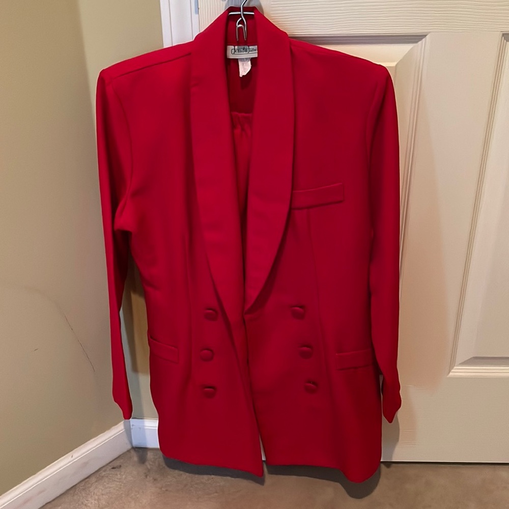 Jennifer James suit -double breasted jacket-skirt
